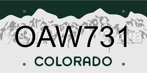 OAW731 Colorado License Plate