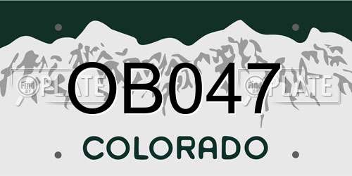 OB047 Colorado License Plate