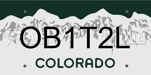 OB1T2L Colorado License Plate