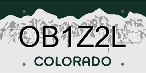 OB1Z2L Colorado License Plate