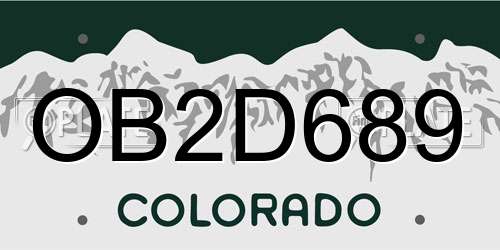OB2D689 Colorado License Plate