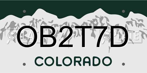 OB2T7D Colorado License Plate