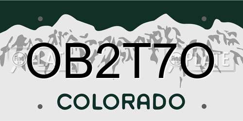 OB2T7O Colorado License Plate