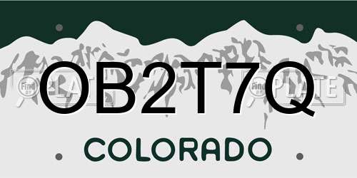 OB2T7Q Colorado License Plate
