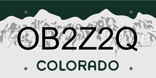 OB2Z2Q Colorado License Plate