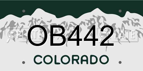 OB442 Colorado License Plate