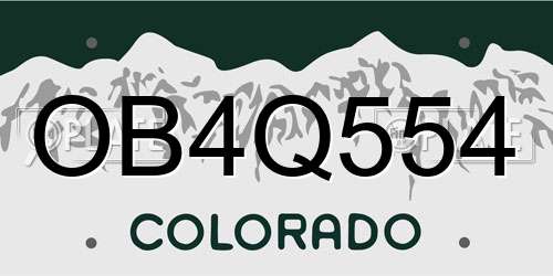 OB4Q554 Colorado License Plate