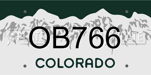 OB766 Colorado License Plate