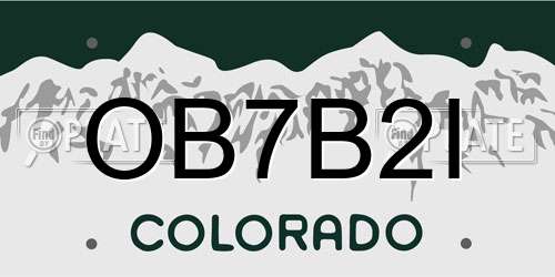 OB7B2I Colorado License Plate