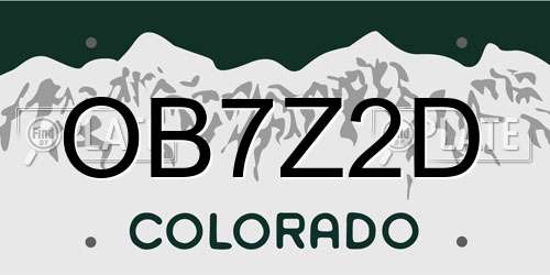 OB7Z2D Colorado License Plate