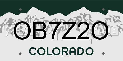 OB7Z2O Colorado License Plate
