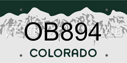 OB894 Colorado License Plate