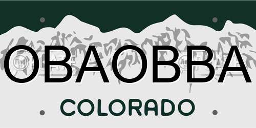 OBAOBBA Colorado License Plate