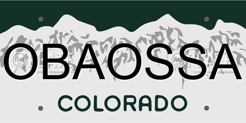 OBAOSSA Colorado License Plate