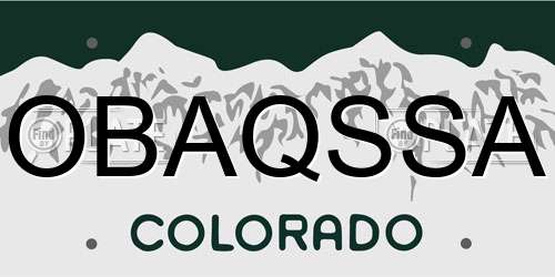OBAQSSA Colorado License Plate