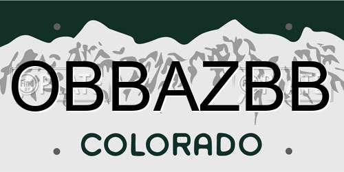 OBBAZBB Colorado License Plate