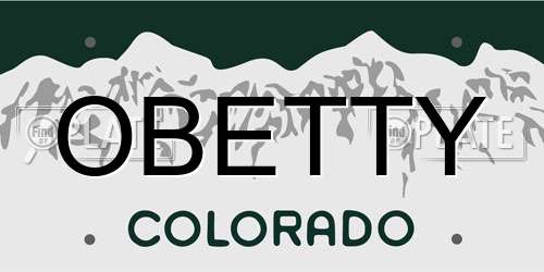 OBETTY Colorado License Plate