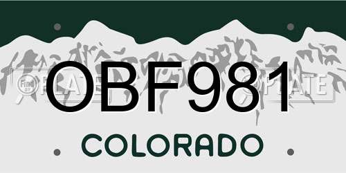 OBF981 Colorado License Plate