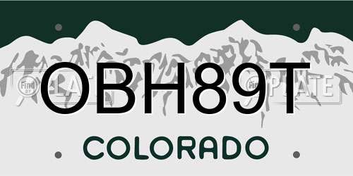 OBH89T Colorado License Plate