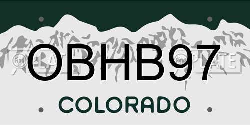 OBHB97 Colorado License Plate