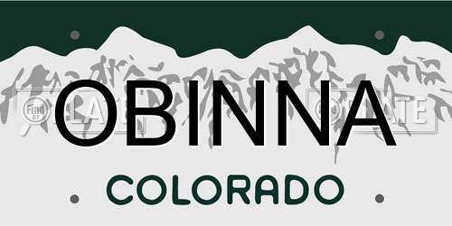 OBINNA Colorado License Plate