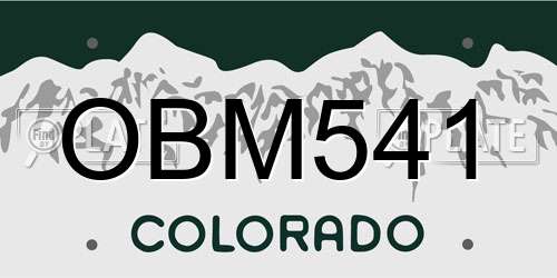 OBM541 Colorado License Plate