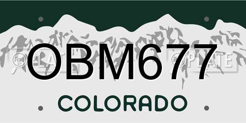 OBM677 Colorado License Plate