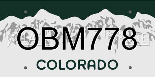 OBM778 Colorado License Plate