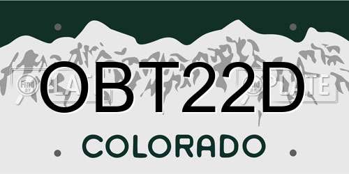 OBT22D Colorado License Plate