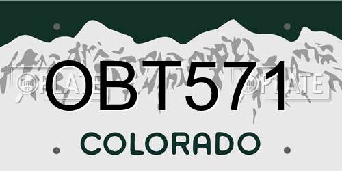 OBT571 Colorado License Plate