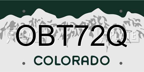 OBT72Q Colorado License Plate