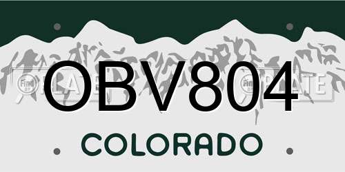 OBV804 Colorado License Plate