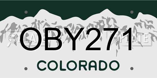 OBY271 Colorado License Plate