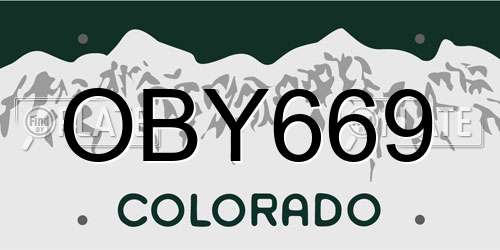 OBY669 Colorado License Plate
