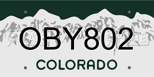 OBY802 Colorado License Plate