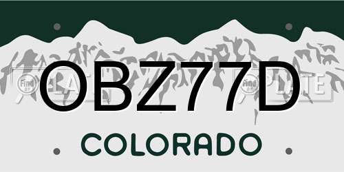 OBZ77D Colorado License Plate