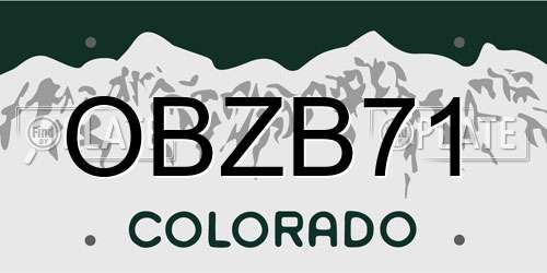 OBZB71 Colorado License Plate