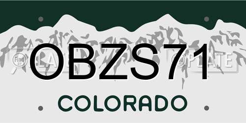 OBZS71 Colorado License Plate
