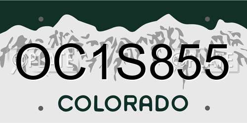 OC1S855 Colorado License Plate