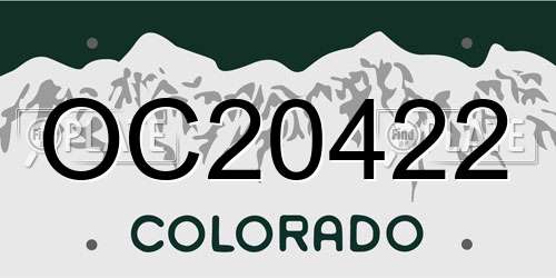 OC20422 Colorado License Plate