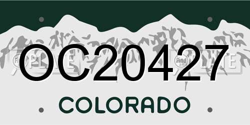 OC20427 Colorado License Plate