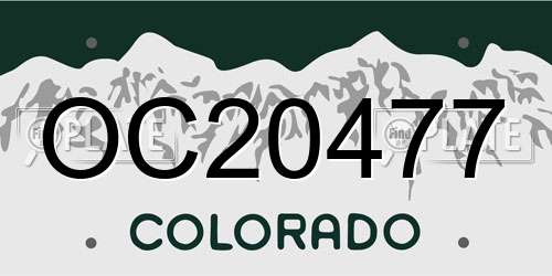 OC20477 Colorado License Plate