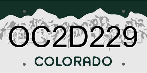 OC2D229 Colorado License Plate