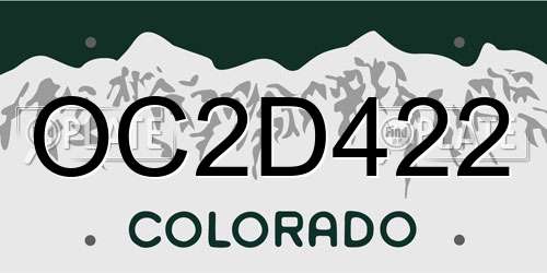 OC2D422 Colorado License Plate