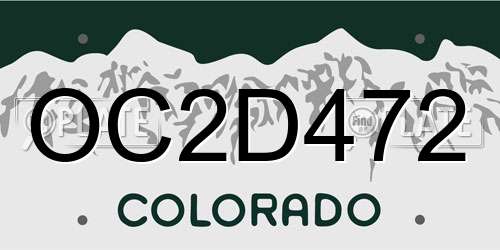 OC2D472 Colorado License Plate