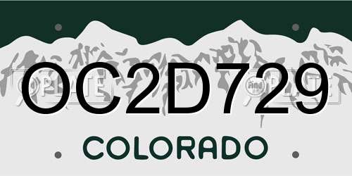 OC2D729 Colorado License Plate