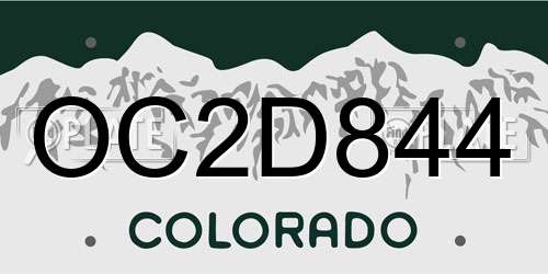 OC2D844 Colorado License Plate