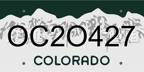 OC2O427 Colorado License Plate
