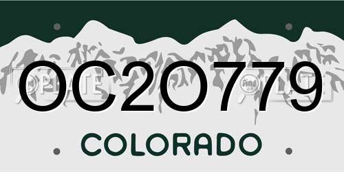 OC2O779 Colorado License Plate