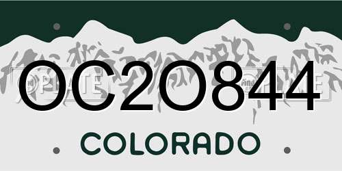 OC2O844 Colorado License Plate